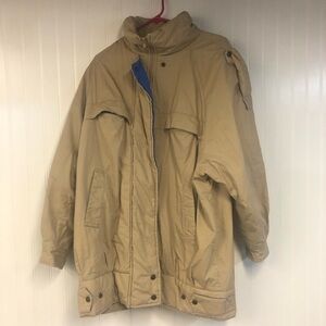 London Fog Tan Winter Oversized Jacket Vintage Size 16 Zip Up
